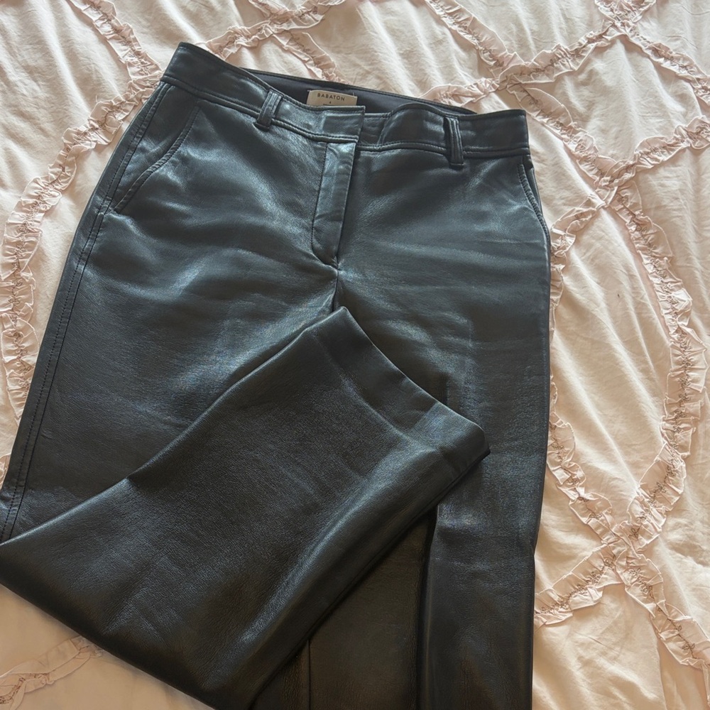 Babaton black leather pants